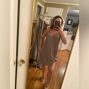 Elegant Taupe Slip Dress
